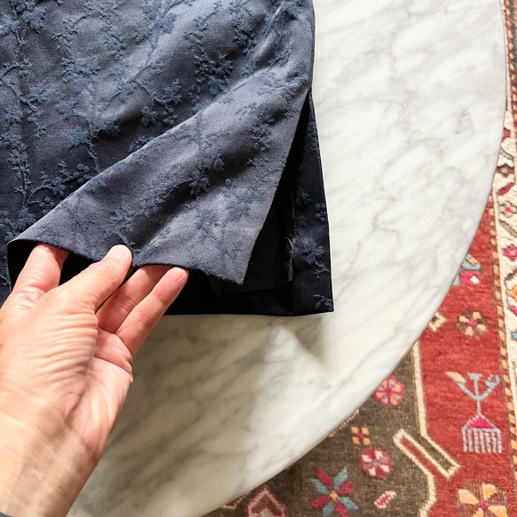 Philippe Adec NWT Brocade Cherry Blossom Y2K Style Skirt in Navy Blue Size 4 - Picture 3 of 8